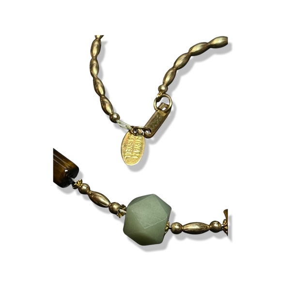 MIRIAM HASKELL rare 12kt Gold Filled Tigers Eye and Chalcedony Choker/Necklace - Picture 9 of 15